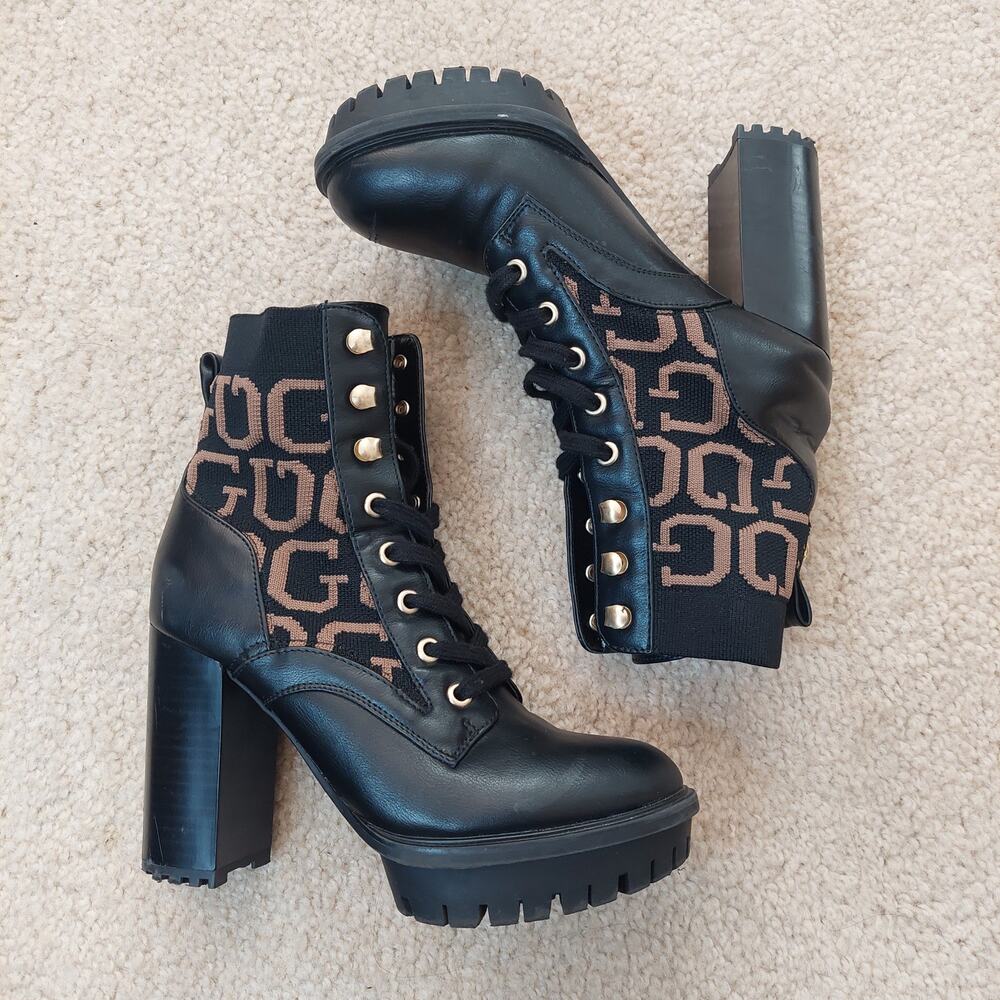 Guess Signature High Heel Boot - Stretch Top With Laces SIZE 5.5